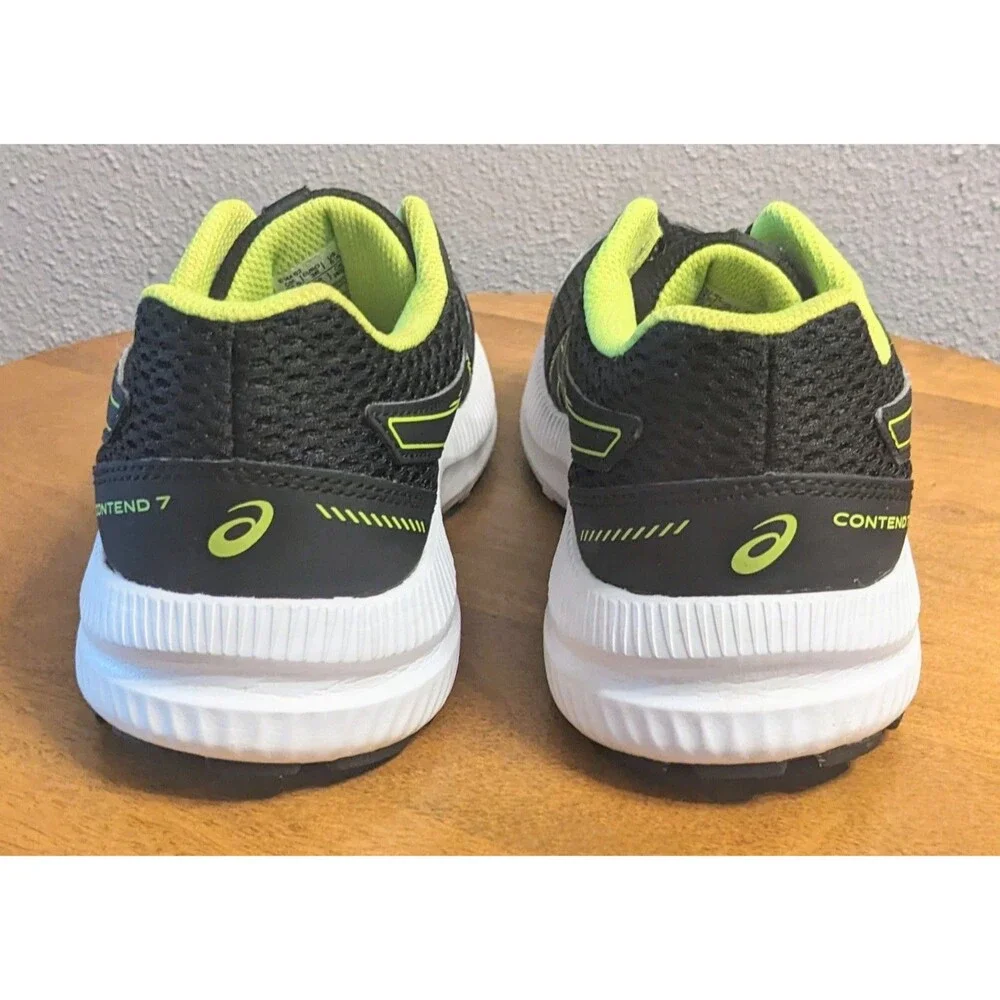 ASICS Contend 7 Kids Youth 5.5  Black Lime Green Sneakers Unisex 1014A192